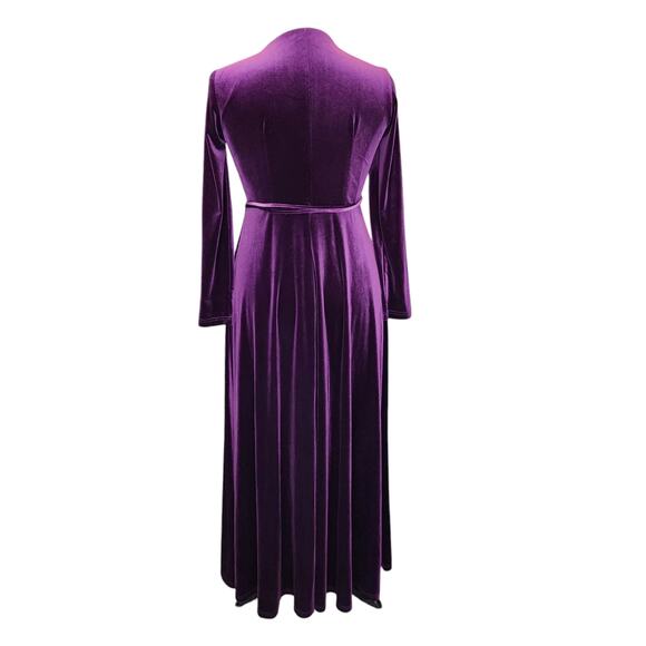 Lulus Jacinda Plum Purple Velvet True Wrap Maxi Dress Size Large Dark Romantic - Picture 5 of 8